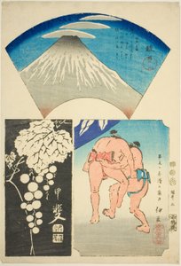 Suruga, Kai und Izu, Nr. 5 aus der Serie "Ausschnitte der Provinzen (Kunizukushi harimaze zue)" von Utagawa Hiroshige