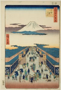 Surugacho, aus der Serie "Hundert berühmte Ansichten von Edo (Meisho Edo hyakkei)" von Utagawa Hiroshige