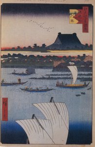 Teppozu und Tsukiji Monzeki Tempel Einhundert berühmte Ansichten von Edo, 1856-1858 von Utagawa Hiroshige