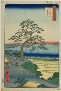 Die Rüstungshängende Kiefer bei Hakkeizaka, aus der Serie "Hundert berühmte Ansichten von Edo" von Utagawa Hiroshige
