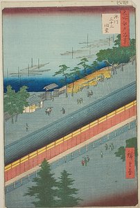 Die Halle der Dreiunddreißig Buchten in Fukagawa, Nr. 69 aus der Serie "Hundert berühmte Ansichten von Edo" von Utagawa Hiroshige