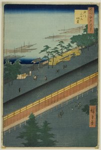 Die Halle der Dreiunddreißig Buchten in Fukagawa (Fukagawa Sanjusangendo), aus der Serie "Hundert berühmte Ansichten von Edo (Meisho Edo hyakkei)"