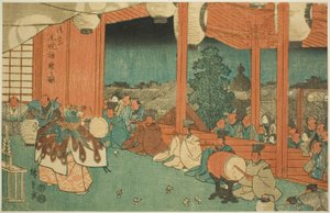 Der heilige Tanz am Shinmei-Schrein in Shiba bei Morgengrauen (Shiba Shinmei, Omiya gengyo kagura no zu), aus der Serie "Berühmte Orte in der östlichen Hauptstadt (Toto meisho)"