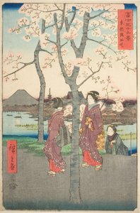 Das Sumida-Ufer in der östlichen Hauptstadt, aus der Serie "Sechsunddreißig Ansichten des Berges Fuji" von Utagawa Hiroshige