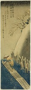 Der Sumida-Fluss im Winterschnee (Fuyu Sumidagawa no yuki), aus der Serie "Berühmte Orte in Edo in den vier Jahreszeiten (Shiki Koto meisho)" von Utagawa Hiroshige