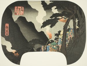 Reisen bei Nacht in den Hakone-Bergen an der Grenze der Provinzen Izu und Sagami, aus der Serie "Berühmte Orte in den verschiedenen Provinzen"