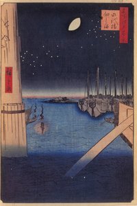 Tsukudajima und Eitai-Brücke, Einhundert berühmte Ansichten von Edo, 1856-1858 von Utagawa Hiroshige