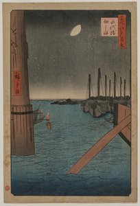 Tsukudajima von der Eitai-Brücke, aus der Serie Einhundert Ansichten berühmter Orte in Edo