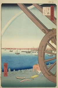 Ushimachi in Takanawa (Takanawa Ushimachi), aus der Serie "Ein Hundert berühmte Ansichten von Edo (Meisho Edo hyakkei)" von Utagawa Hiroshige