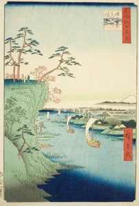 Blick auf Konodai und den Tone-Fluss (Konodai Tonegawa fukei), aus der Serie "Hundert berühmte Ansichten von Edo (Meisho Edo hyakkei)" von Utagawa Hiroshige