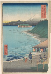 Blick auf den Berg Fuji vom Seven-ri Strand, Provinz Sagami, aus der Serie Sechsunddreißig Ansichten des Berges Fuji von Utagawa Hiroshige