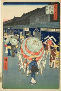 Ansicht von Nihonbashi Tori-itchome, aus der Serie "Hundert berühmte Ansichten von Edo"