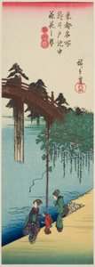 Wisteria in voller Blüte über dem Teich am Kameido-Schrein (Kameido ike chu fujibana no sakari), aus der Serie "Berühmte Orte in der östlichen Hauptstadt (Toto meisho)"