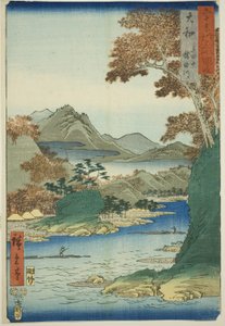 Provinz Yamato: Tatsuta-Berg und Tatsuta-Fluss, aus der Serie "Berühmte Orte in den sechzig Provinzen" von Utagawa Hiroshige