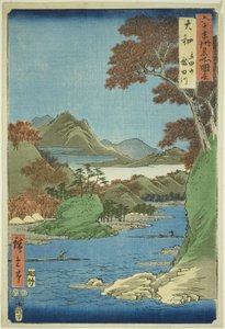Provinz Yamato: Tatsuta-Berg und Tatsuta-Fluss, aus der Serie "Berühmte Orte in den sechzig Provinzen" von Utagawa Hiroshige