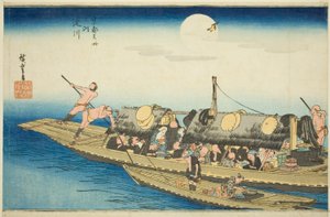 Yodo-Fluss (Yodogawa), aus der Serie "Berühmte Orte in Kyoto (Kyoto meisho no uchi)" von Utagawa Hiroshige