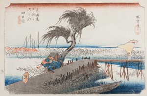 Yokkaichi, Tafel 44 aus der Serie: Dreiundfünfzig Stationen der Tokaido-Straße / Tokaido gojusan tsugi no uchi von Utagawa Hiroshige