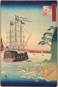 Niederländisches Schiff vor Anker vor der Küste von Tsushima, 3. Monat, 1859