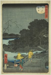 Nachtregen an der Makura-Brücke (Makurabashi yau), aus der Serie "Acht Ansichten des Sumida-Flusses (Sumidagawa hakkei)"