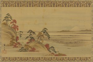 Flusslandschaft: rotes Laub und Berg Fuji, Edo-Zeit, Mitte 19. Jahrhundert von Utagawa Hiroshige II