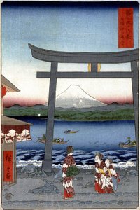 Geishas und der Berg Fuji - Japanischer Druck von Hiroshige Utagawa