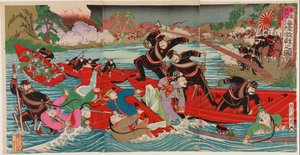 Heftige Schlacht zu Land und zu Wasser am Taidong-Fluss bei Pyongyang, September 1894