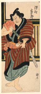 Fragment: Sawamura Sojuro zieht sein Schwert von Utagawa Kuninao