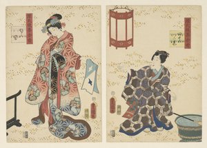 Kapitel 42, der duftende Prinz Bleibende Eindrücke einer späten Genji-Sammlung (Serientitel) von Utagawa Kunisada (I)