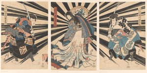 Die Schauspieler Nakamura Utaemon IV, Onoe Kikugoro III und Ichikawa Ebizo V. von Utagawa Kunisada (I)