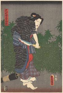 Otaki mit blutigem Messer in ihren Händen von Utagawa Kunisada (I)