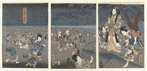 Muscheln sammeln am Strand von Akashi von Utagawa Kunisada (I)