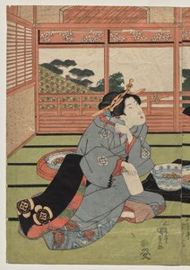 Ansicht des großen neuen Raums in Sakurai von Utagawa Kunisada