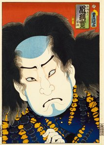 Aus der Serie "Berühmte Schauspieler Vergangenheit und Gegenwart", ca. 1860-65 von Utagawa Kunisada