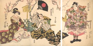 Kabuki-Szene im Lager von Kumagai, aus dem Stück Die Chronik der Schlacht von Ichinotani I..., 1811 von Utagawa Kunisada