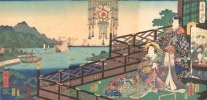 Mitsuuji im Maruyama Vergnügungsviertel von Nagasaki Nagasaki dejima, 3. Monat, 1861 von Utagawa Kunisada