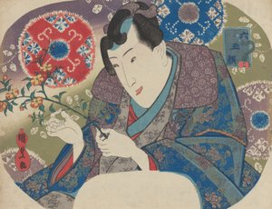 Mitsuuji mit Bergrosen Yamabuki, aus der Serie „Sechs Juwelengesichter“ von Utagawa Kunisada
