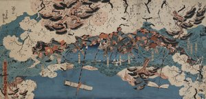 Gedichte schreiben am Zollhaus von Nakoso von Utagawa Kunisada III