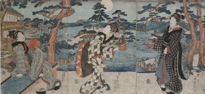 Freizeit in einem Restaurant genießen, bevor Kunden empfangen werden, frühes bis mittleres 19. Jahrhundert von Utagawa Kunisada III