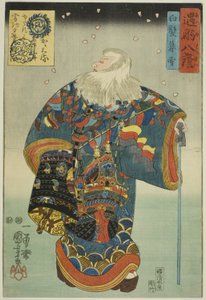Abendschnee auf weißem Haar (Shiraga bosetsu), aus der Serie "Persönliche Begegnungen aus acht Aufführungen (Omi hakkei)"