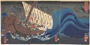 Die Geister der Taira in der Bucht von Daimotsu von Utagawa Kuniyoshi