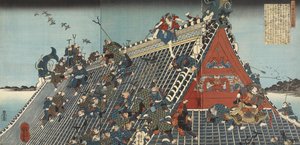 Hakkenden no uchi: Hôryû-kaku; Auf dem Dach bei Hôryû-kaku, 1836-1837