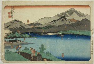 Minakuchi, Ishibe, Kusatsu, Otsu und Kyoto, aus der Serie "Berühmte Orte an den dreiundfünfzig Stationen des Tokaido, Fünf Stationen (Tokaido gojusan eki goshuku meisho)"