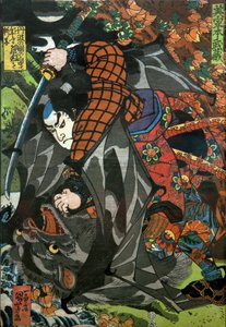 Miyamoto Musashi Serie: Unbetitelte Serie von Kriegerdrucken, veröffentlicht von Kawaguchi, ca. 1827-27