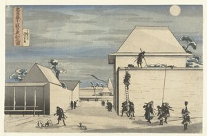 Nächtlicher Angriff im elften Akt des Chushingura-Theaterstücks von Utagawa Kuniyoshi