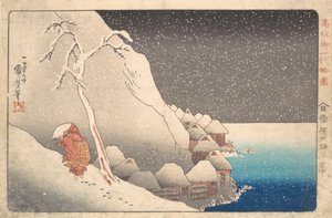 Priester Nichiren im Exil auf der Insel Sado, ca. 1830