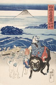 Sagami: Fischer beim Entladen von Bonito von Utagawa Kuniyoshi