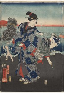 Sonnenaufgang in der Futami-Bucht von Utagawa Kuniyoshi