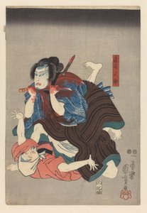 Torii Matasuke schneidet sich die Kehle durch von Utagawa Kuniyoshi