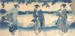Frauen an einem Fluss von Utagawa Kuniyoshi