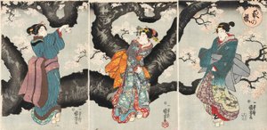 Yoru no sakura [Kirschblüten bei Nacht], ca. 1846 von Utagawa Kuniyoshi